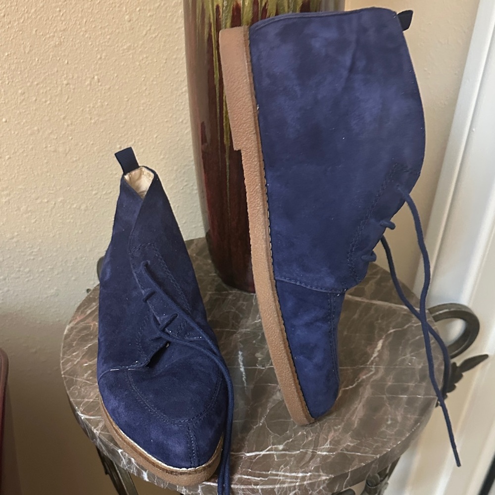 Blue Suede Women's Ankle Boots 8